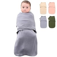 Emmaillotage Bébé Coton Gaze Vert 0-3 Mois - Sac De Couchage 3 En 1 Avec Velcro