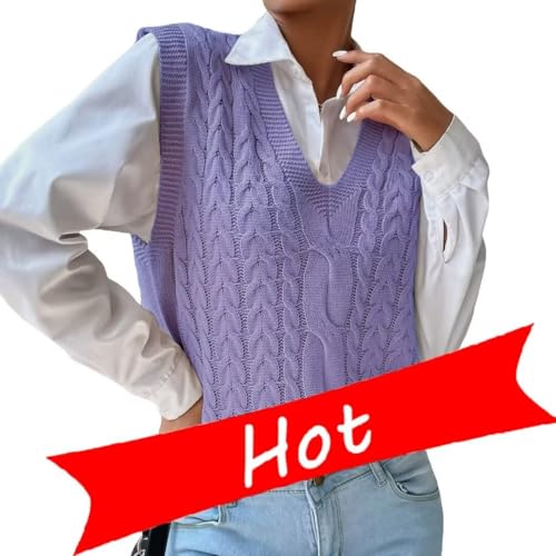 Image of Womens Sweater Vest Sleeveless Cotton Casual V Neck Pullover
