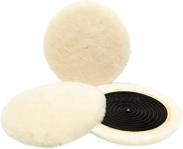 SPTA Wool Buffing Polishing Pads, 3Pcs 5 Inch (125mm) Cutting Pad, Wool Compounding Pad, Polishing Pads Wheel for 5 Inch Car Polisher Compounding, Polishing, Buffing
