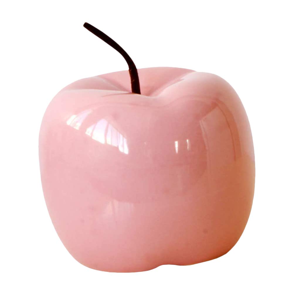 Apple Decorations Crystal Apple Ornament Ceramic Table Decoration Favor for Wedding Birthday Party (Pink)