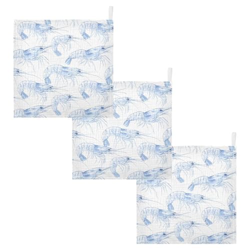 vvfelixl Baby Muslin Washcloths Crystal Clear Shrimp Baby Burp Cloths Cotton Babys Face Towel for Newborn Infants Boys Girls Soft and Absorbent 11.8 X 11.8 in, 3 Pack2
