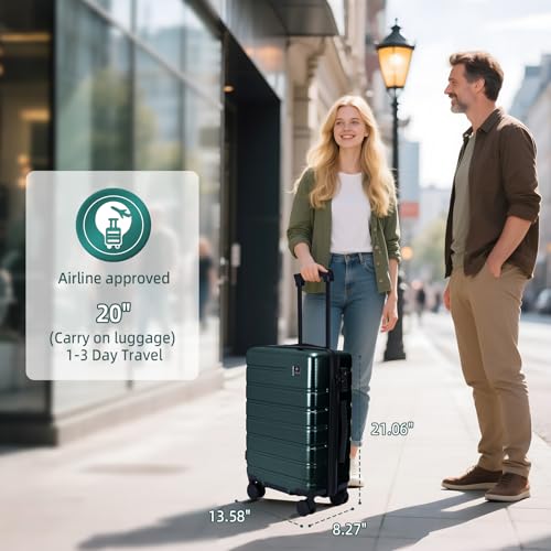 Image of Luggage Sets 3 Piece, 100% PC Hardside Luggage with Spinner Wheel TSA LOCK Lightweight Quiet Suitable for Men and Women, Family Suitable Y01 Green 20 /24 /28(Diagonal stripes)
