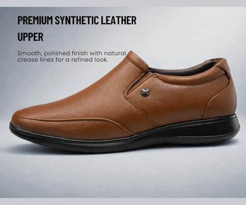 Image of Kraasa Men's Formal Slip-On Shoes | Vegan Leather Upper | Airmix Sole | High Cushioning | Lightweight & Comfortable