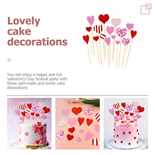 ABOOFAN 10Pcs Love Heart Cupcake Toppers Valentine Day Food Picks Cake Decorations for Wedding Brida