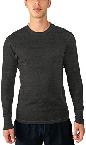 Woolx Men's Explorer Midweight Merino Wool Base Layer Crew Neck Top For Warmth, Charcoal Heather, XX-Large
