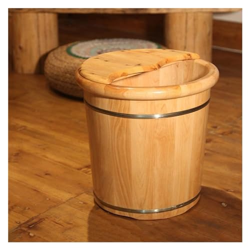 Bañera de pies de madera maciza 40 cm con tapa y masaje miniatura 5