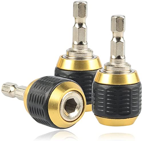 Mesee 3 Pcs Self-Locking Drill Bit Holder 50Mm, 1/4 Inch Hex Shank Extension Rod Screwdriver Bit Holder Set Quick Release Chuck Adapter Connector For Power Drill Tool #TOP6