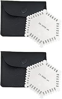 2 Pcs Stainless Steel Hexagonal Wet Film Comb 25-3000um Thickness Gauge with Clear Numbers and Letters for Paint Varnish Thickness Measurement (PU leather packaging)