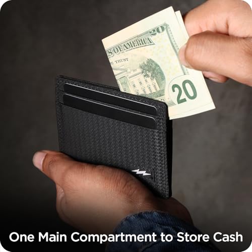 Image of SUPERVEK Card Holder Wallet for Man | Ultra-Slim Credit Card Holder with Cash Slot | Compact Design with Card Dividers | Premium Woven Texture | Thunder Patch Style | Designed for Everyday Use (Black)