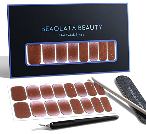 BEAOLATA Nail Polish Strips, 32 Nail Wraps, Nail Stickers, Gel Nail Strips, Easy Apply& Remove, Long Lasting, Safe for Nails, Salon Quality(Cup of jujube Tea 01)