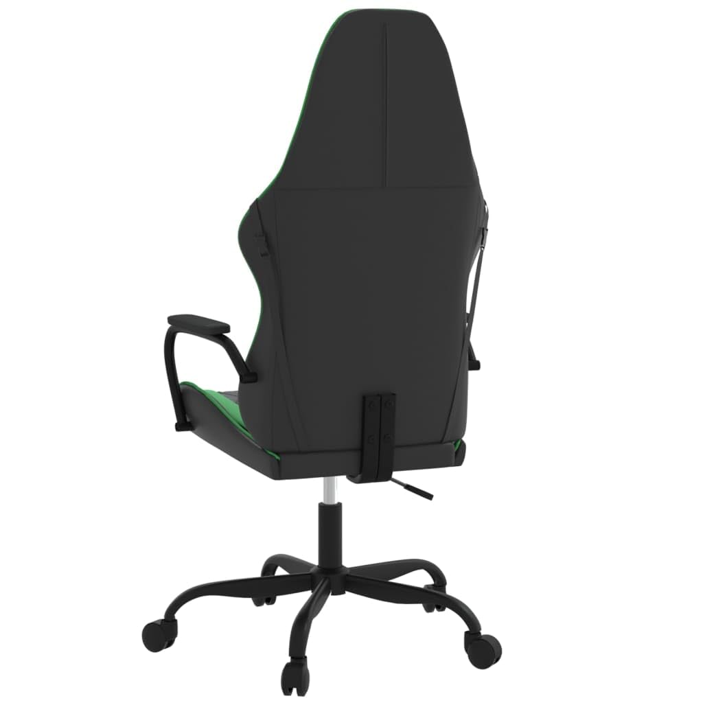 Gamingstuhl mit Massagefunktion Schwarz und Grün aus Kunstleder, ergonomischer Drehstuhl mit Lendenstütze, höhenverstellbar, Rollen, 110 kg Tragkraft für Büro und Gaming