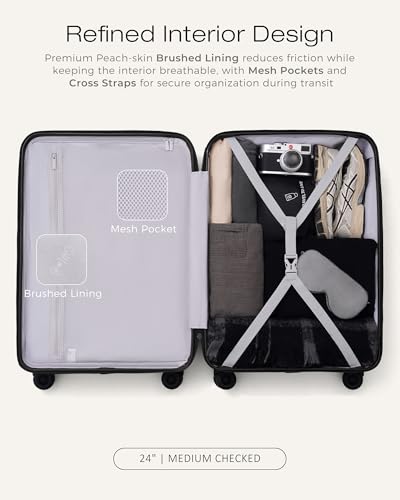 Image of Coolife Luggage, Lightweight PC Hardside Suitcase, Checked-Medium 24-Inch | Dual Spinner Wheels, TSA-Approved Lock, Upgraded PC Hardshell, Durable Travel Suitcase, Medium Checked Luggage