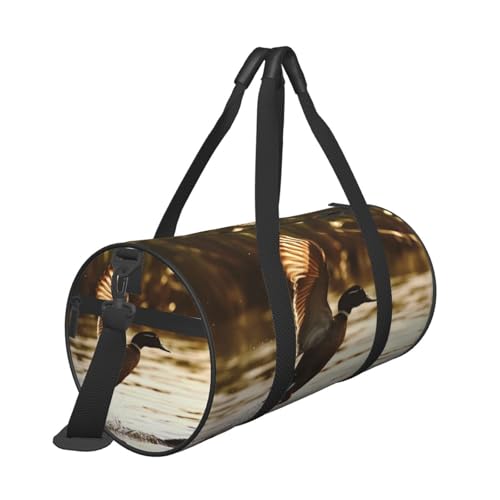 Travel Bag For Women,Duck Fly Upon River Print Personal Item Duffle Bags,Weekend Travel Duffel Tote Bag,Travel Sport Gym Bag For Men,Airplane Travel Essentials For Flying3