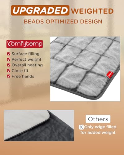 Image of Comfytemp Weighted Heating Pad for Back & Period, FSA Eligible Electric Heat Pad, Birthday Gifts for Women Men Mom Dad & Mother Day Gift, 2.2 lb HSA Neck Shoulder Heated Pad, 2H Auto-Off, 12x24, Gray