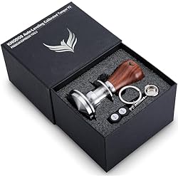 KNODOS 58mm Tamper For Espresso Machines Rosewood Self Leveling and Double Spring Loaded Design Calibrated Coffee Tamper With Gift Box
