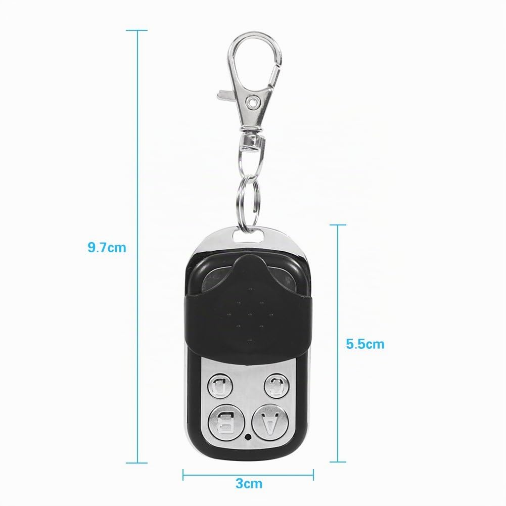 Control Remoto Universal 433 MHz 4 Canales para Puertas Garaje Portones Persianas Alcance 50m Inalámbrico Sistemas Seguridad Hogar Negro Plateado