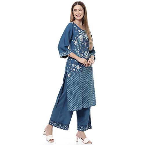 Image of Rangriti Indigo Liva Straight Kurta