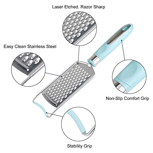 Handheld Stainless Steel Cheese Grater for Kitchen, Multi-Purpose Food Grater Slicer Lemon Zester Grinder for Garlic Ginger Nutmeg Potato Chocolate Butter Fruit & Vegetable with Cleaning Brush - Thumbnail 6
