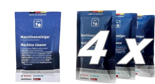 4 limpiadores desengrasantes en bolsa para lavavajillas 45 gr. 00312193 00312477 compatible con Bosch, Siemens, Neff Gaggenau