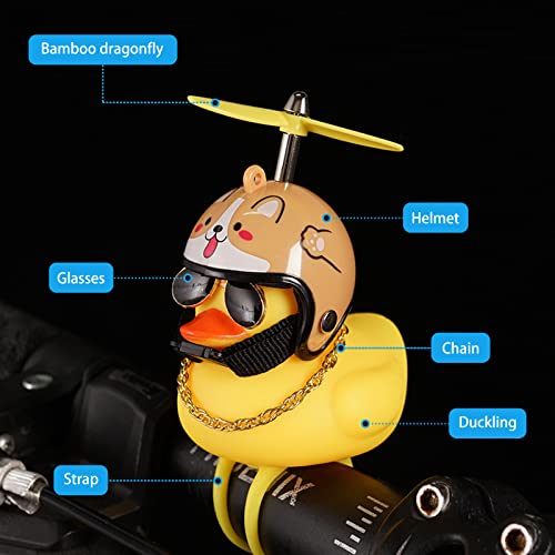 Videopup 3 Pieces Duck Bike Bell, Duck Bike Ornaments With Propeller Helmet,Bicycle Accessories Suit Cool Glasses And Necklace,Children's Rubber Duck Fun Toy(Chicken+Dog+Pig) #TOP4