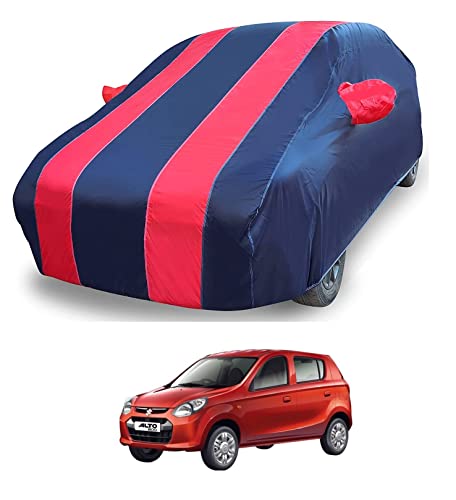 Image of Auto Hub Car Cover Compatible with Maruti Alto 800 with Mirror Pocket, Weather Proof, Triple Stitched, Alto 800 Car Cover- Navy-Red