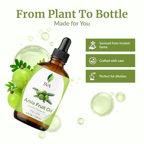 Image of SVA Amla Oil 4oz (118ml) Premium Carrier Oil with Dropper for Hair Care, Hair Oiling, Scalp Massage, & Skin Care