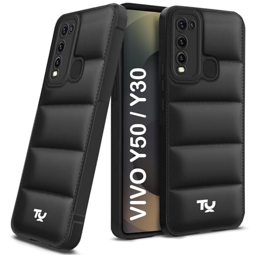 Image of TRUEUPGRADE Designed for Vivo Y30 / Vivo Y50 Back Cover | Camera Bump & 360 Flexible Puff Armor Protection | Shock Proof Back Case Cover (Black)
