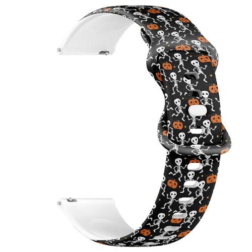 Compatible with Garmin Fenix 7/7 Pro, Fenix 6/6 Pro, Fenix 5/5 Plus, Epix (Gen2) / Epix Pro (Gen2), 22mm Sport Watch Band (Cute Skeleton Dance Pumpkin) Silicone Soft Strap Bracelet