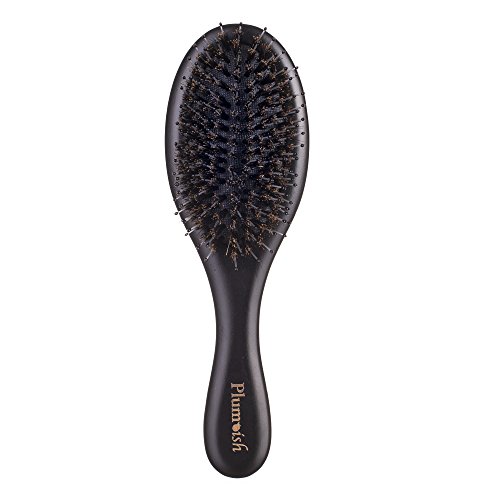 PLUMISH Hair brush – Boar Bristle Wooden Hair Brush Anti Static, Hypoallergenic, Detangle and Style Light Weight Paddle Hairbrush for Women