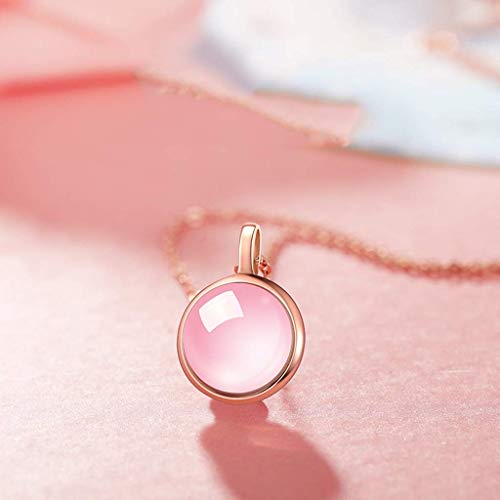 Collar rosa cristal 925 plata signo Libra para mujeres