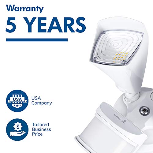 Hyperikon Outdoor Security Light, 25W LED Flood Light Fixture Wide Range Motion Sensor, IP65 Waterproof, 2 Head, White