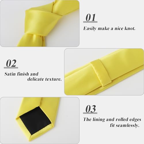 Image of Landisun Black Tie Men Women Solid Skinny Ties Slim Ties Satin Tie