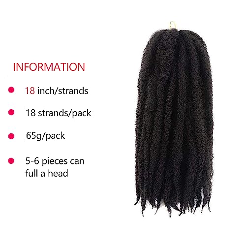 Marley Twist Braiding Hair – Cuban Twist Hair Extensions, Soft & Natural Marley Hair for Marley Twist StylesFor Faux Locs, Spring Twist Hair, Butterfly Locs (18inch, 2#）