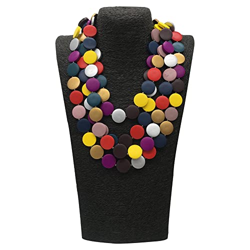 Statement Multicolor Wood Bead Chunky Layered Necklace For Women Multi Layer Color Wooden Beaded Bib Long Strand African Necklace For Women Fashion Jewelry Costume (Multicolor)3