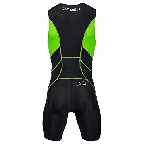 ZAOSU Herren Trisuit Z-Revolution | Triathlonanzug Einteiler mit leichtem Sitzpolster für den Wettkampf und das Training, Farbe:schwarz, Größe:XS