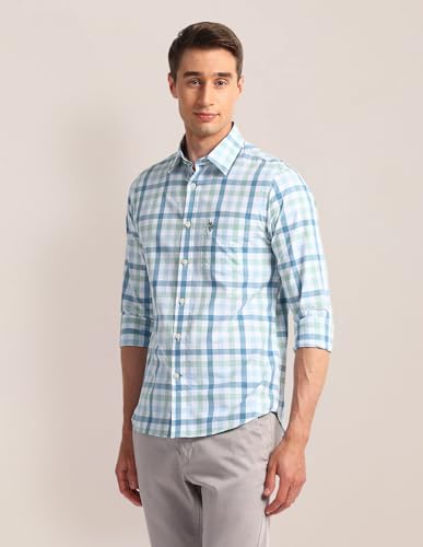 Image of U.S. Polo Assn. Checked Multicolor Long Sleeve Collared Neck Shirt