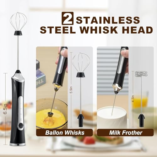 Image of Handheld Electric Milk Frother with 2 Heads, Coffee Whisk Foam Mixer with USB Rechargeable 3 Speeds, Foam Maker Blender for Latte, Cappuccino, Hot Chocolate, Egg (Type 3)