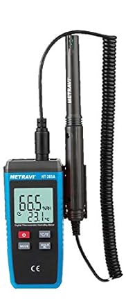 Metravi HT-305A Digital Temperature and Humidity Meter with extendable spring cable