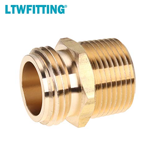 LTWFITTING 3/4\" MHT x 3/4\" MIP OR 1/2\" FIP Hose Adapter,Brass Garden Hose Fitting(Pack of 5)