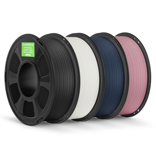 Image of Matte PLA 2.0 Filament 1.75mm, 3D Printer Filament Dimensional Accuracy + /- 0.02mm, No Clogging, Smooth Texture, 4KG Grey Black /White /Navy Blue /Peach Pink