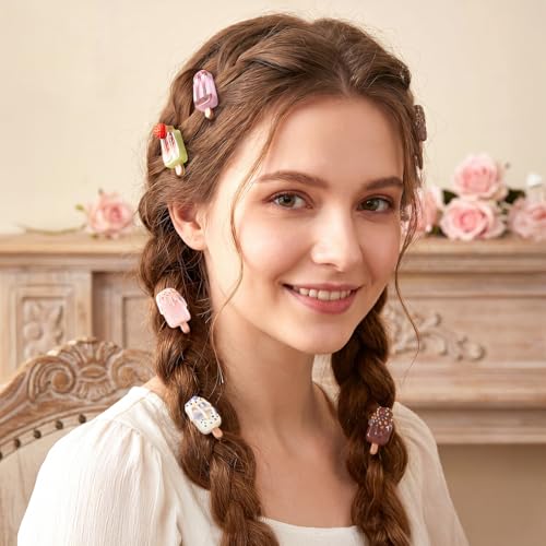 10 piezas pinzas mini helado para cabello niña miniatura 4