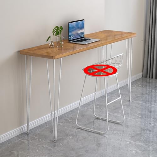 Mesa alta de madera maciza con tablero rectangular ancho y borde irregular de alta resistencia 2