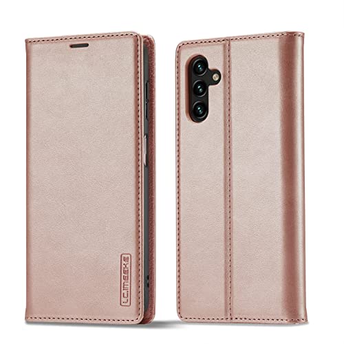 QLTYPRI Folio Wallet Case with Card Slot for Samsung Galaxy A15 4G/5G, Classic Matte Vintage PU Leather Kickstand Magnetic Closure Shockproof Anti-Impact Flip Cover for Galaxy A15 - Rose Gold