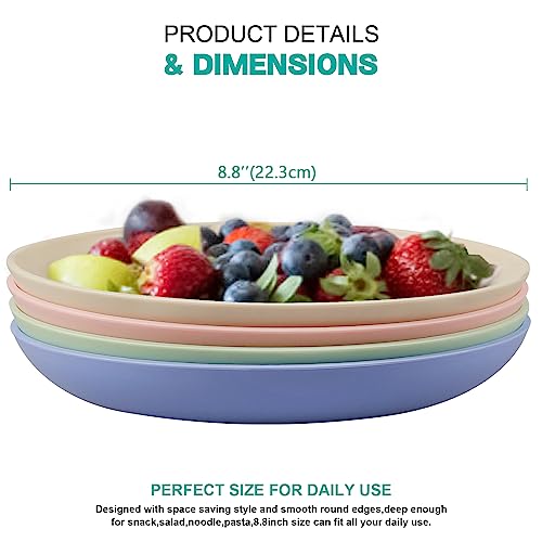 Greentainer Lightweight Unbreakable Dinner Plates, Extra Large-4 Pack 8.8'' Plastic Plate, Dishwasher Microwave Safe - Image 2