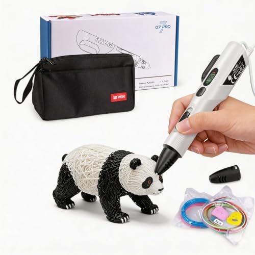 LinkSpoX 3D Printing Pen Kit, 3D Printer Pen with Adjustable Temperature,Stepless Speed, PLA/ABS Compatible 3D Drawing LCD Display, for Creative Art, DIY Projects,White