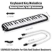 Eavnbaek 37 Keys Melodica Instrument, Soprano Melodica Air Piano Keyboard Pianica with 2 Soft Long Tubes, 2 Short Mouthpieces and Carrying Bag (Black)