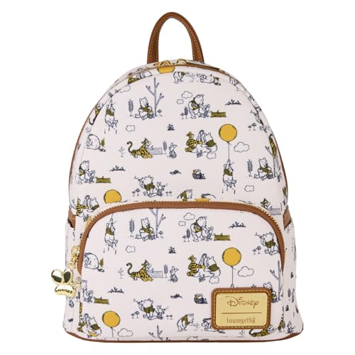 Loungefly Disney Winnie the Pooh Canvas Line Drawing Womens Double Strap Shoulder Bag Purse