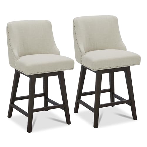 CHITA-Counter-Height-Swivel-Barstools-FSC-Certified-26-H-Seat-Height-Upholstered-Bar-Stools-Set-of-2-Performance-Fabric-in-Linen CHITA Counter Height Swivel Barstools FSC Certified 26 H Seat Height Upholstered Bar Stools Set of 2 Performance Fabric in Linen