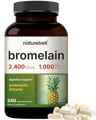 Naturebell BA-NB-BN240C Bromelain, 1,000Mg Per Serving, 240 Veggie Capsules | 2,400 Gdu – Digestive Enzymes & Joint Support Supplement cover