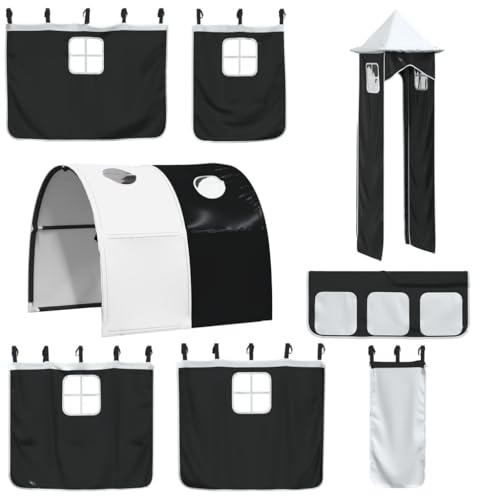 Tomostar Rideau pour Lit Mezzanine, Rideau Ciel pour Lit Superposé Enfant avec Tunnel et Tour Blanc et Noir
